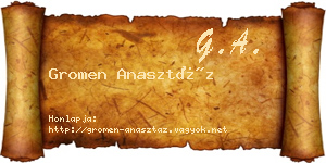 Gromen Anasztáz névjegykártya